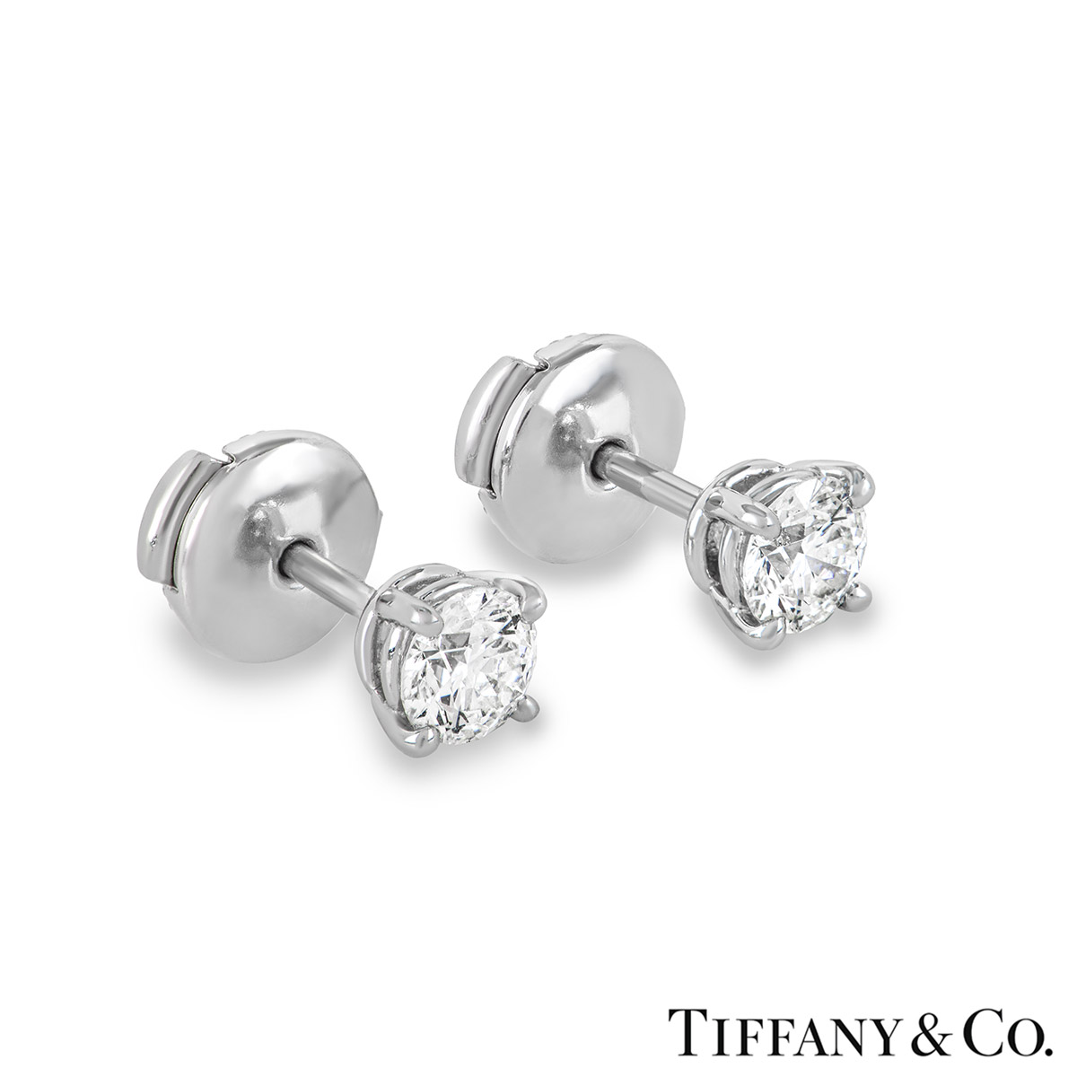 Tiffany & Co. Platinum Solitaire Diamond Earrings 0.82ct TDW XXX